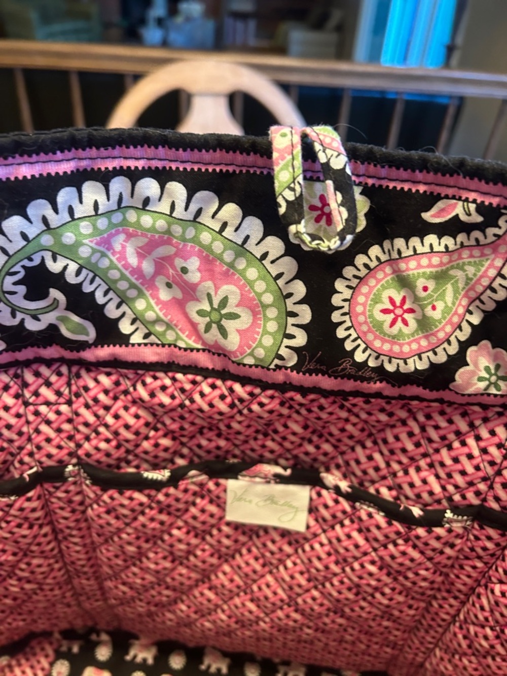 Vera Bradley Black and Pink Paisley Tote - Picture 7 of 7